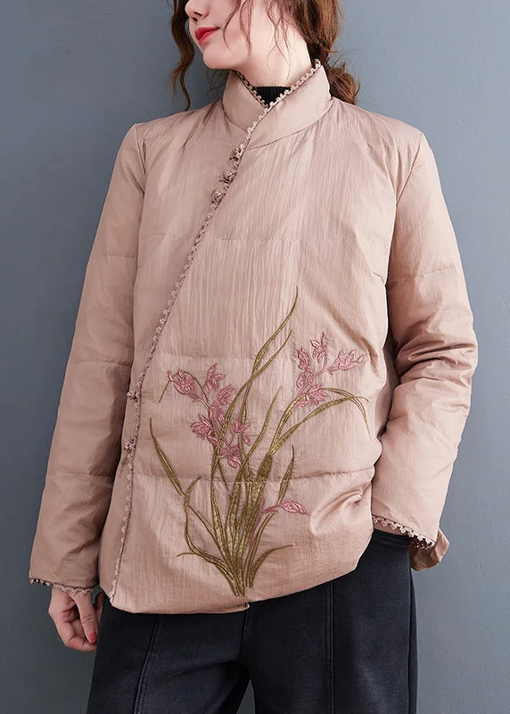 Women's waterproof parka coats with multiple pockets for practicalityVintage Pink Stand Collar Embroideried Fine Cotton Filled Jackets Winter Women's waterproof parka coats with multiple pockets for practicalityVintage Pink Stand Collar Embroideried Fine Cotton Filled Jackets Winter