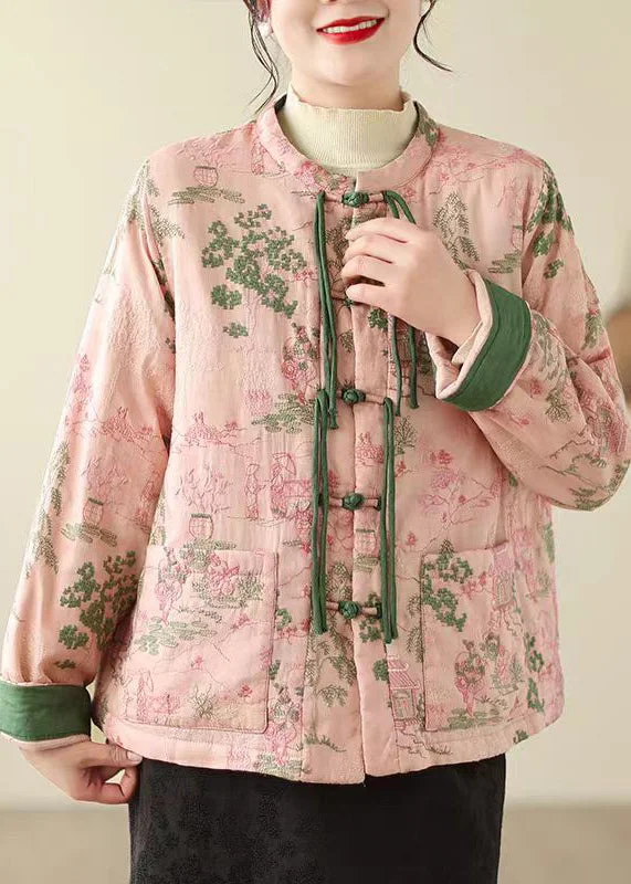 Petite women's wool blend coats with a tailored fit for a flattering silhouetteVintage Pink Tasseled Embroideried Pockets Fine Cotton Filled Jacket Winter Petite women's wool blend coats with a tailored fit for a flattering silhouetteVintage Pink Tasseled Embroideried Pockets Fine Cotton Filled Jacket Winter