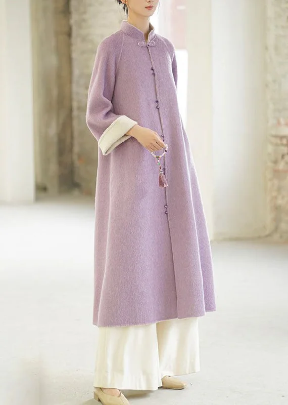Plus size women's wool blend coats for a warm and stylish winterVintage Purple Stand Collar Pockets Button Woolen Coats Winter Plus size women's wool blend coats for a warm and stylish winterVintage Purple Stand Collar Pockets Button Woolen Coats Winter