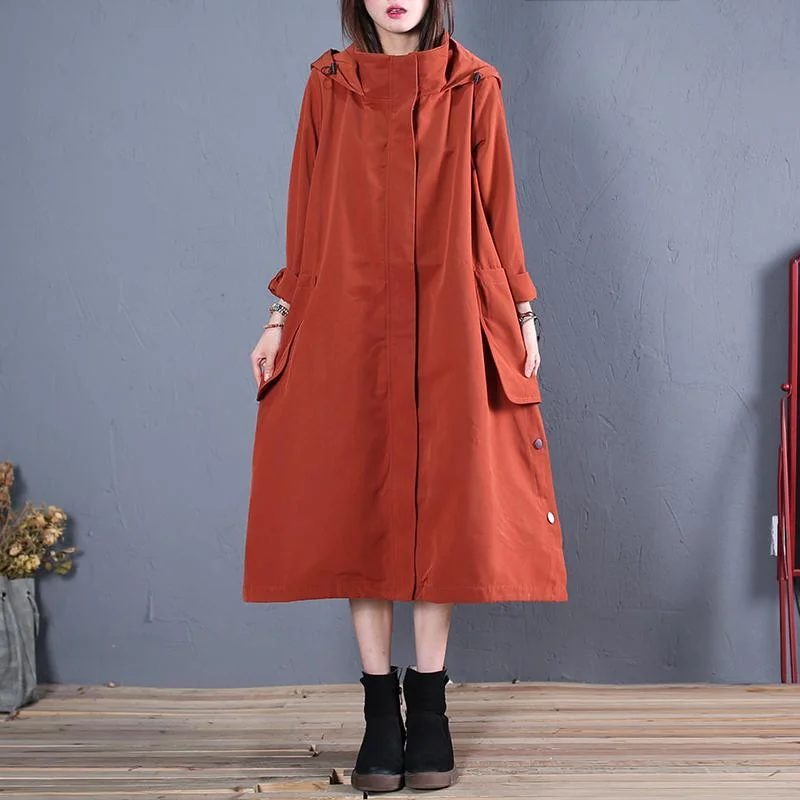 Women's reversible down coats with two - tone designs for versatile stylingvintage red Coat Women casual fall coat hooded