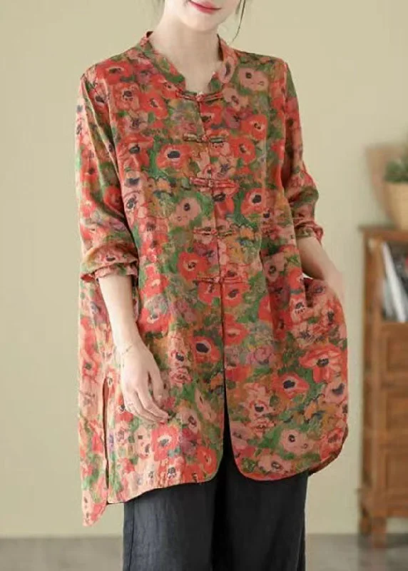 Women's faux fur coats in bright colors for a bold fashion statementVintage Stand Collar Chinese Button Print Linen Shirts Coat Long Sleeve Women's faux fur coats in bright colors for a bold fashion statementVintage Stand Collar Chinese Button Print Linen Shirts Coat Long Sleeve