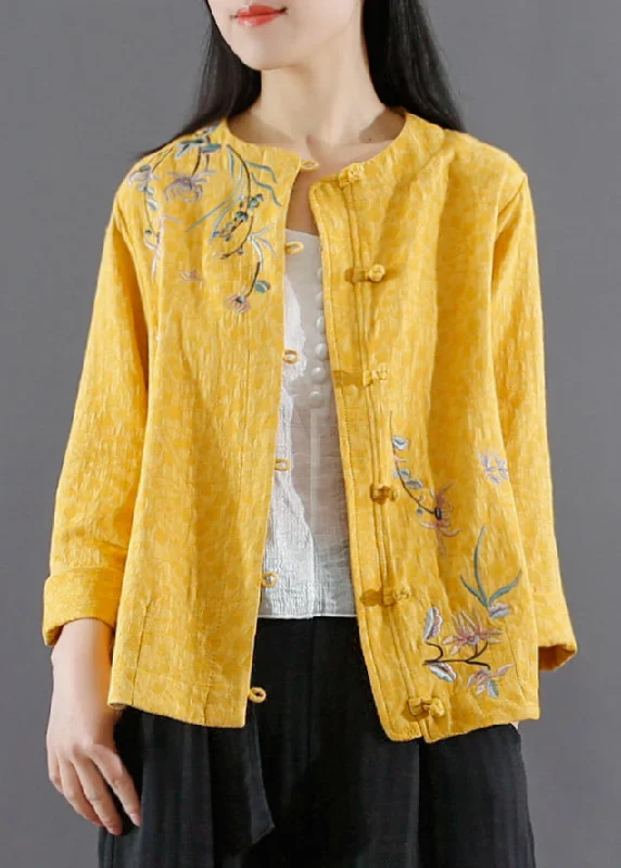 Oversized women's wool coats in a monochromatic look for a trendy outfitVintage Yellow Embroideried Button Patchwork Cotton Coats Fall Oversized women's wool coats in a monochromatic look for a trendy outfitVintage Yellow Embroideried Button Patchwork Cotton Coats Fall