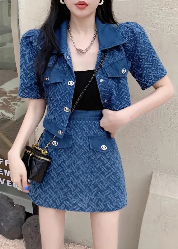 Women's faux fur coats in bright colors for a bold fashion statementVogue Blue Peter Pan Collar Print Coats And Shorts Two Pieces Set Summer Women's faux fur coats in bright colors for a bold fashion statementVogue Blue Peter Pan Collar Print Coats And Shorts Two Pieces Set Summer