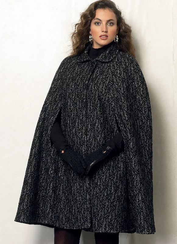 Quilted down women's coats with removable hoods for outdoor activitiesVogue Capes V8959 Quilted down women's coats with removable hoods for outdoor activitiesVogue Capes V8959