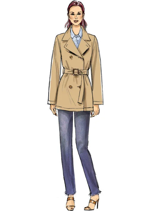 Embroidered women's cotton coats in a bohemian pattern for a unique designVogue Coat V9367
