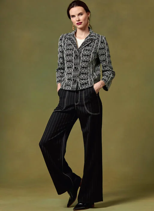 Mid - length women's down coats in a slim fit for a modern and sleek appearanceVogue Jacket and Trousers V1644 Mid - length women's down coats in a slim fit for a modern and sleek appearanceVogue Jacket and Trousers V1644