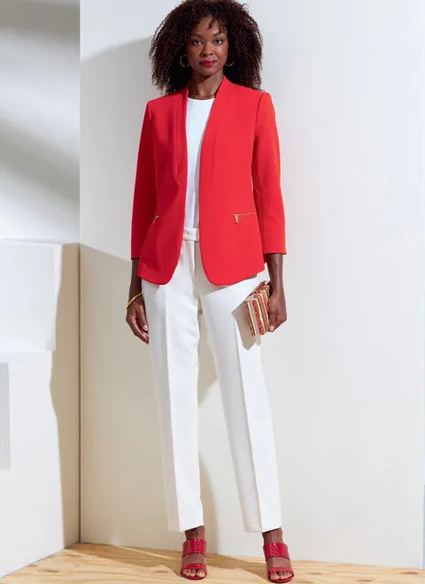 Petite women's wool blend coats with a tailored fit for a flattering silhouetteVogue Jacket and Trousers V1867