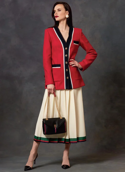 Petite women's wool blend coats with a tailored fit for a flattering silhouetteVogue Jacket, Dress and Skirt V1643 Petite women's wool blend coats with a tailored fit for a flattering silhouetteVogue Jacket, Dress and Skirt V1643