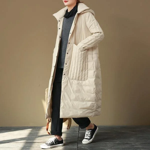 Women's reversible down coats with two - tone designs for versatile stylingWarm Hooded Single Breasted Pockets 2021 New Pockets Warm Thick Korean Style Down Coats Women's reversible down coats with two - tone designs for versatile stylingWarm Hooded Single Breasted Pockets 2021 New Pockets Warm Thick Korean Style Down Coats