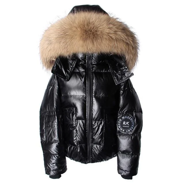 Women's knee - length wool blend coats with a fur collar for added warmthWaterproof Winter Women's Big Real Fox Fur Collar Down Coats & Jackets