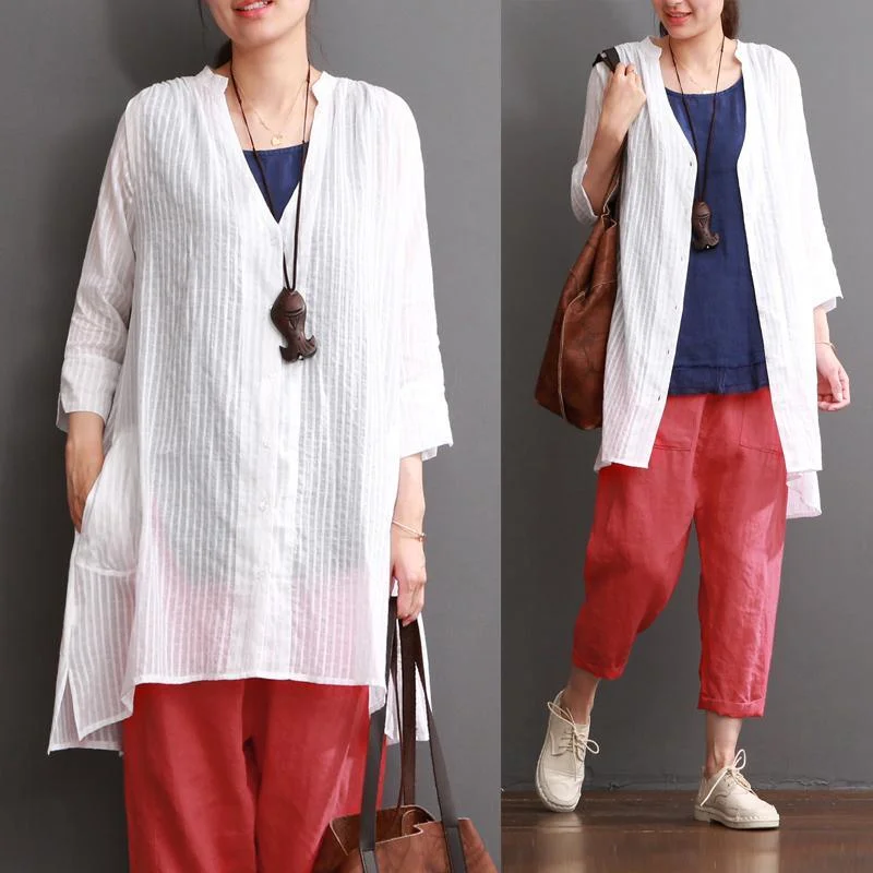 Women's faux fur coats in bright colors for a bold fashion statementWhite cotton cardigan dress V neck asymmetriacl coat Women's faux fur coats in bright colors for a bold fashion statementWhite cotton cardigan dress V neck asymmetriacl coat