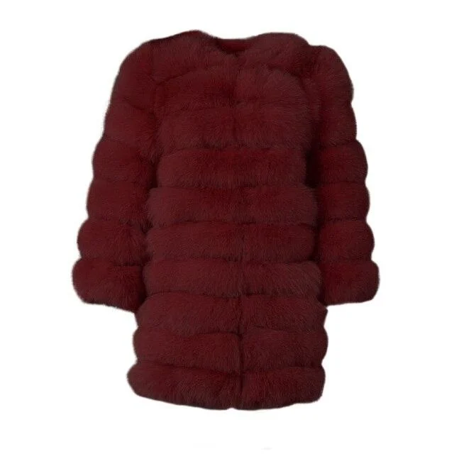 Long women's mac coats in a lightweight fabric for spring showersWine Red Winter Women's Solid Thick Fur Long Detachable Coats & Jackets