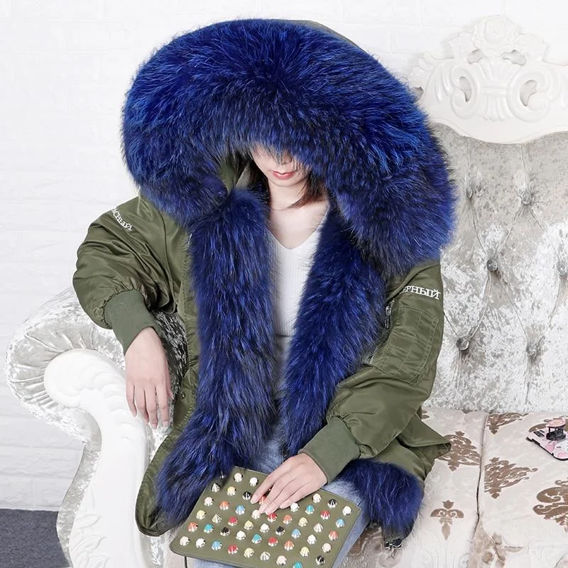 Women's cropped leather coats with silver studs for an edgy lookWinter Fashion Women's Loose Waterproof Raccoon fur Liner Coats & Jackets
