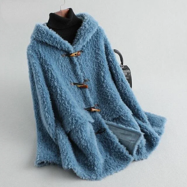 Women's waterproof parka coats with multiple pockets for practicalityWinter Korean Female Knitted Sheep Shearing Wool Hooded Coats & Jackets Women's waterproof parka coats with multiple pockets for practicalityWinter Korean Female Knitted Sheep Shearing Wool Hooded Coats & Jackets
