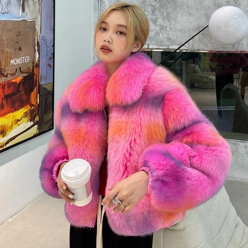 Checkered women's wool coats in a classic pattern for a timeless styleWinter Luxury Lady Women's Thick Warm Natural Fur Full Pelt Coats & Jackets