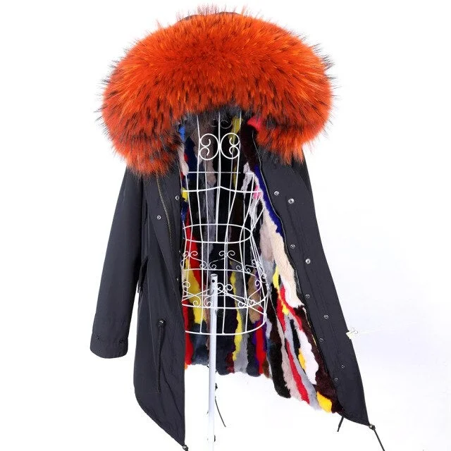 Water - resistant women's trench coats with adjustable cuffs for rainy daysWinter Outerwear Women's Hooded Jacket with Removable Rabbit Fur Lining Water - resistant women's trench coats with adjustable cuffs for rainy daysWinter Outerwear Women's Hooded Jacket with Removable Rabbit Fur Lining