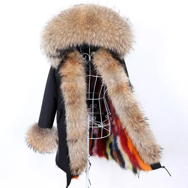 Women's waterproof parka coats with multiple pockets for practicalityWinter Style Long-Sleeved Women's Jacket with Removable Fox Fur Lining Women's waterproof parka coats with multiple pockets for practicalityWinter Style Long-Sleeved Women's Jacket with Removable Fox Fur Lining