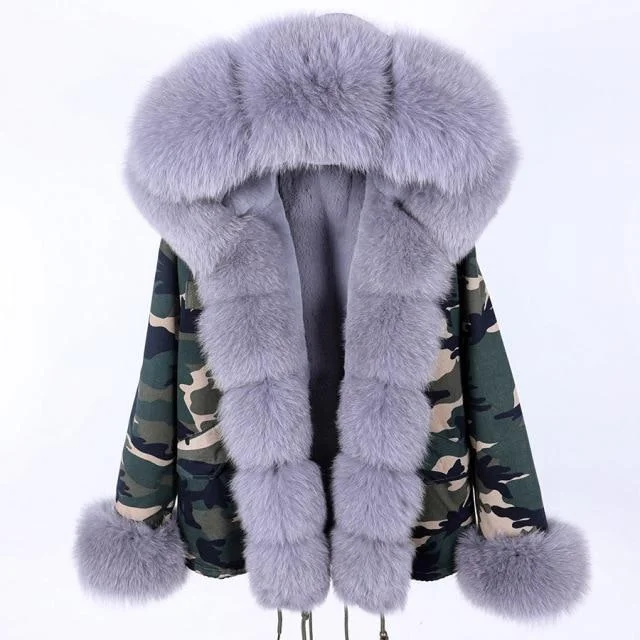 Women's pea coats with brass buttons for a nautical - inspired styleWinter Warm Women's Real Natural Raccoon Fur Hooded Zipper Coats & Jackets