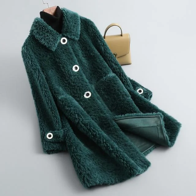 Women's reversible down coats with two - tone designs for versatile stylingWinter Women's Knit Sheep Shearling Wool Single Breasted Coats & Jackets Women's reversible down coats with two - tone designs for versatile stylingWinter Women's Knit Sheep Shearling Wool Single Breasted Coats & Jackets