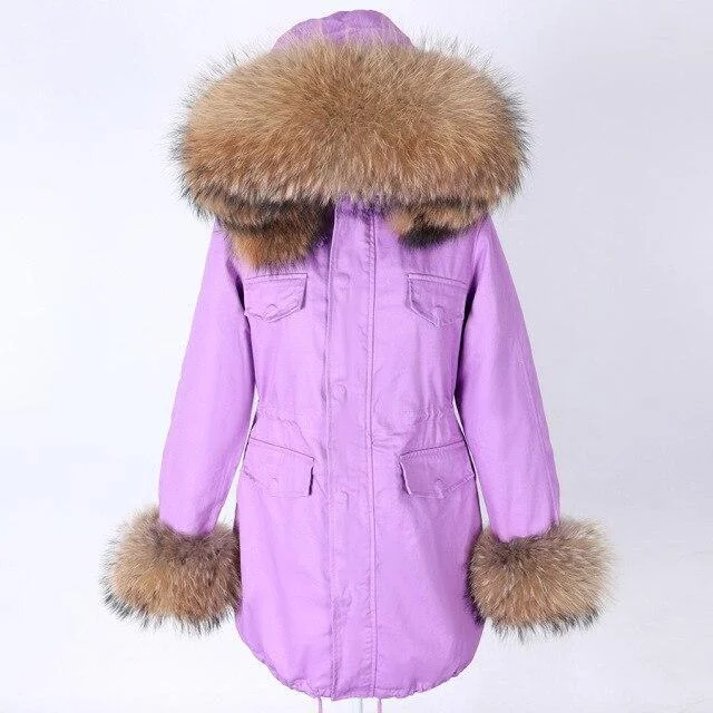 Women's reversible down coats with two - tone designs for versatile stylingWinter Women's Natural Real Raccoon Fur Collar Padded Coats & Jackets Women's reversible down coats with two - tone designs for versatile stylingWinter Women's Natural Real Raccoon Fur Collar Padded Coats & Jackets