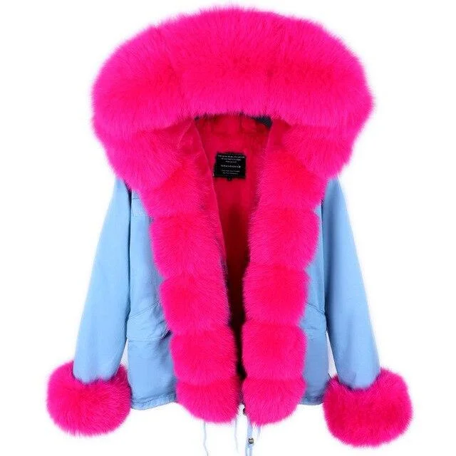 Embroidered women's cotton coats in a bohemian pattern for a unique designWinter Women's Slim Natural Raccoon Fur Hooded Zipper Short Coats & Jackets Embroidered women's cotton coats in a bohemian pattern for a unique designWinter Women's Slim Natural Raccoon Fur Hooded Zipper Short Coats & Jackets
