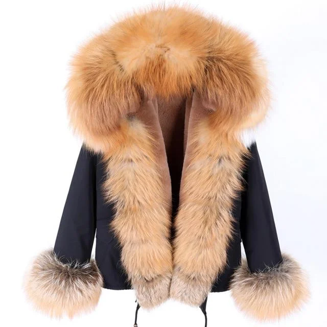 Plus size women's wool blend coats for a warm and stylish winterWinter Women's Thick Natural Raccoon Fur Hood Zipper Parka Coats & Jackets