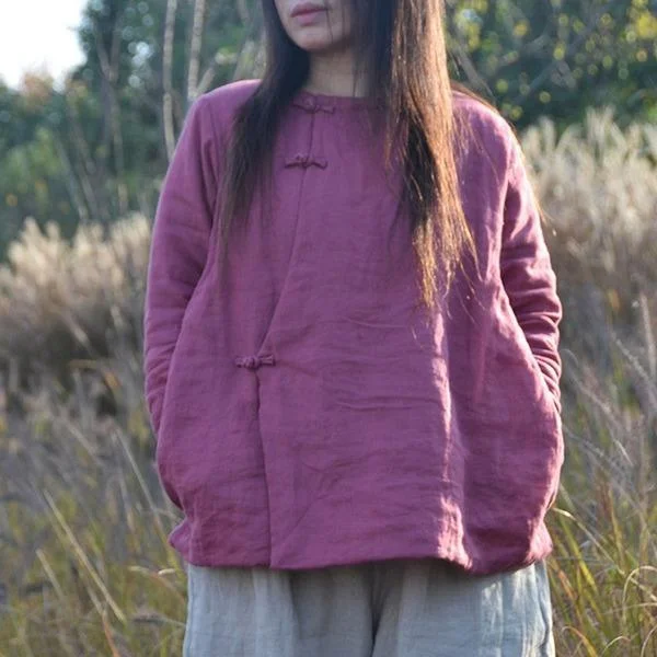 Women's pea coats with brass buttons for a nautical - inspired styleWomen Autumn Parkas Ramie Coats Solid Color 2020 New O-Neck Long Sleeve Parkas Women's pea coats with brass buttons for a nautical - inspired styleWomen Autumn Parkas Ramie Coats Solid Color 2020 New O-Neck Long Sleeve Parkas