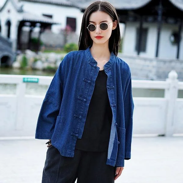 Women's faux fur coats in bright colors for a bold fashion statementWomen Autumn Winter Fashion Stand Plate Buckle Denim Coat Women's faux fur coats in bright colors for a bold fashion statementWomen Autumn Winter Fashion Stand Plate Buckle Denim Coat