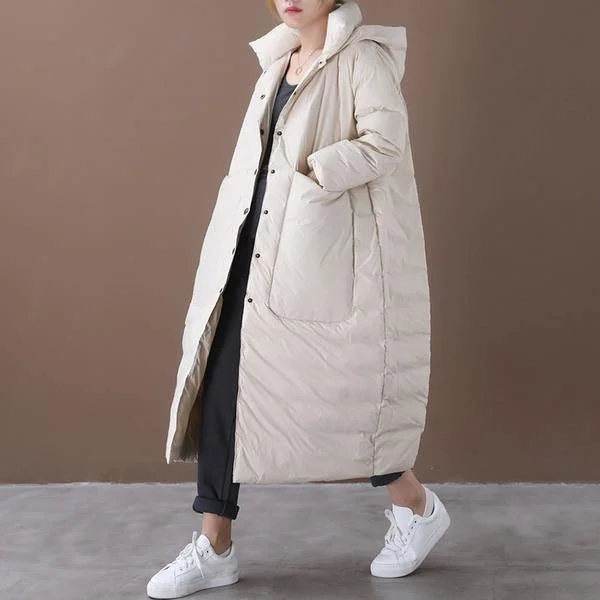 Quilted down women's coats with removable hoods for outdoor activitiesWomen Beige Warm Winter Down Coats Hooded Pockets Wide-waisted Female Long Down Coats Quilted down women's coats with removable hoods for outdoor activitiesWomen Beige Warm Winter Down Coats Hooded Pockets Wide-waisted Female Long Down Coats