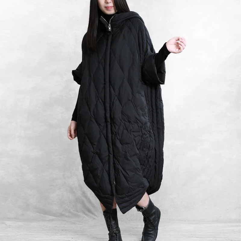 Women's longline double - breasted camel coats for a sophisticated lookwomen black goose Down coat casual down jacket overcoat hooded zippered