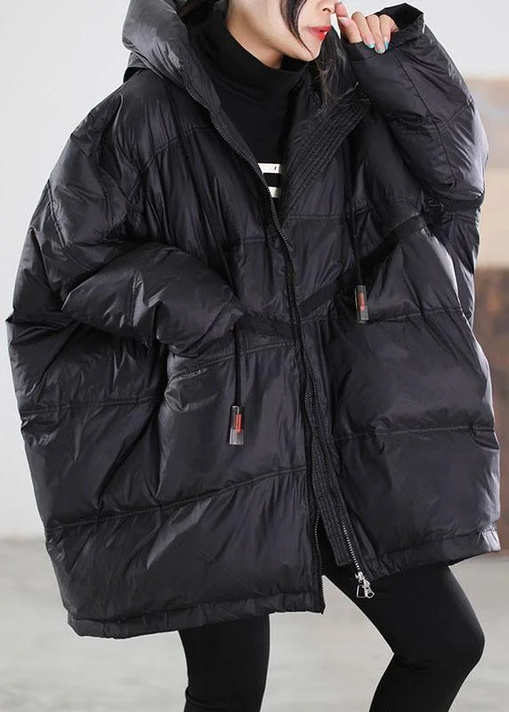Water - resistant women's trench coats with adjustable cuffs for rainy daysWomen Black Hooded drawstring Duck Down Down Jacket Winter Water - resistant women's trench coats with adjustable cuffs for rainy daysWomen Black Hooded drawstring Duck Down Down Jacket Winter
