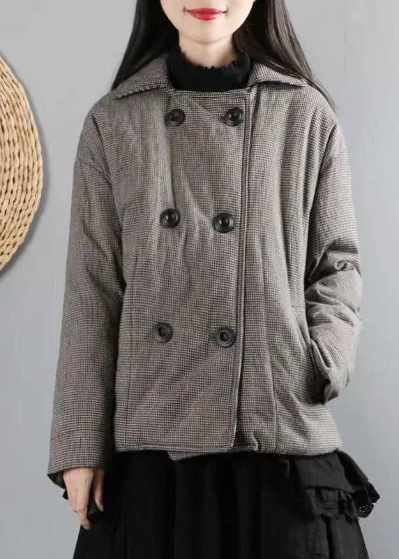 Quilted down women's coats with removable hoods for outdoor activitiesWomen Black Plaid Pockets Double Breast Patchwork Cotton Filled Coats Winter Quilted down women's coats with removable hoods for outdoor activitiesWomen Black Plaid Pockets Double Breast Patchwork Cotton Filled Coats Winter