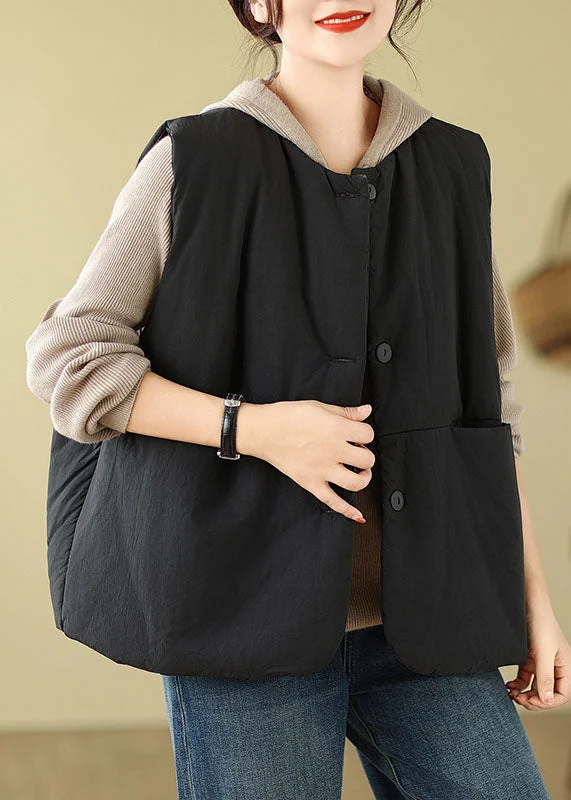 Women's longline double - breasted camel coats for a sophisticated lookWomen Black Pockets Patchwork Button Hooded Jacket Waistcoat Winter Women's longline double - breasted camel coats for a sophisticated lookWomen Black Pockets Patchwork Button Hooded Jacket Waistcoat Winter