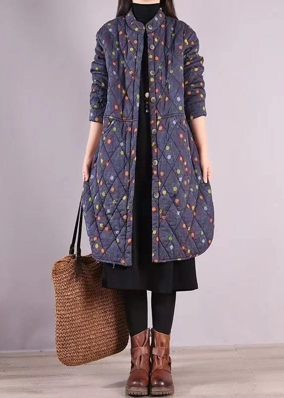 Women's faux fur coats in bright colors for a bold fashion statementWomen Blue Stand Collar Pockets Patchwork Fine Cotton Filled Coat Winter Women's faux fur coats in bright colors for a bold fashion statementWomen Blue Stand Collar Pockets Patchwork Fine Cotton Filled Coat Winter