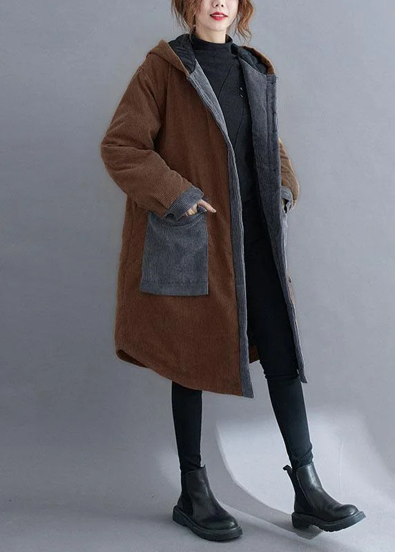 Shearling - lined women's leather coats for ultimate warmth and luxuryWomen Coffee hooded Pockets Winter Cotton Thick Long sleeve Coats Shearling - lined women's leather coats for ultimate warmth and luxuryWomen Coffee hooded Pockets Winter Cotton Thick Long sleeve Coats