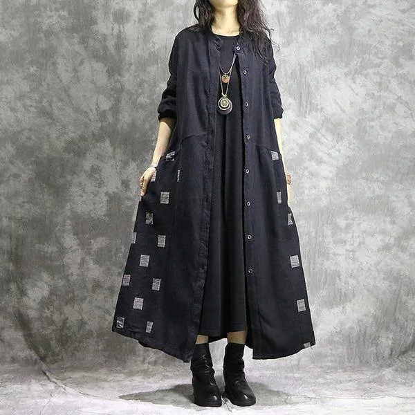 Women's longline double - breasted camel coats for a sophisticated lookWomen Cotton Linen Trench Vintage Autumn Coats Patchwork Clothing Black Trench Coats Women's longline double - breasted camel coats for a sophisticated lookWomen Cotton Linen Trench Vintage Autumn Coats Patchwork Clothing Black Trench Coats