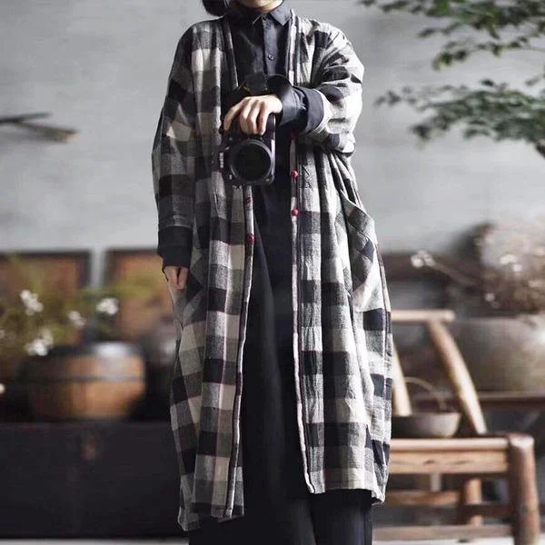 Mid - length women's down coats in a slim fit for a modern and sleek appearanceWomen Cotton Linen Trench Vintage Coats Pockets Plaid Long Sleeve Casual Women Cloths V-neck Trench Mid - length women's down coats in a slim fit for a modern and sleek appearanceWomen Cotton Linen Trench Vintage Coats Pockets Plaid Long Sleeve Casual Women Cloths V-neck Trench