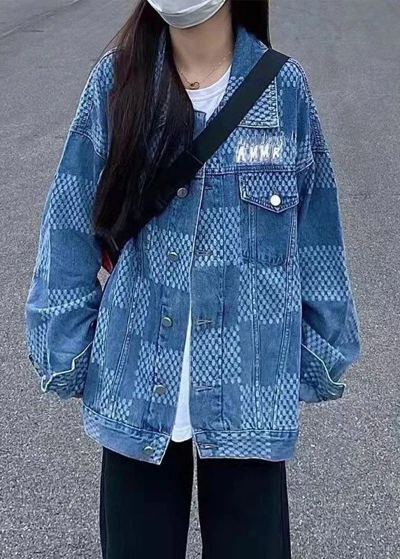Petite women's wool blend coats with a tailored fit for a flattering silhouetteWomen Denim Blue Peter Pan Collar Pockets Plaid Print Coat Long Sleeve Petite women's wool blend coats with a tailored fit for a flattering silhouetteWomen Denim Blue Peter Pan Collar Pockets Plaid Print Coat Long Sleeve