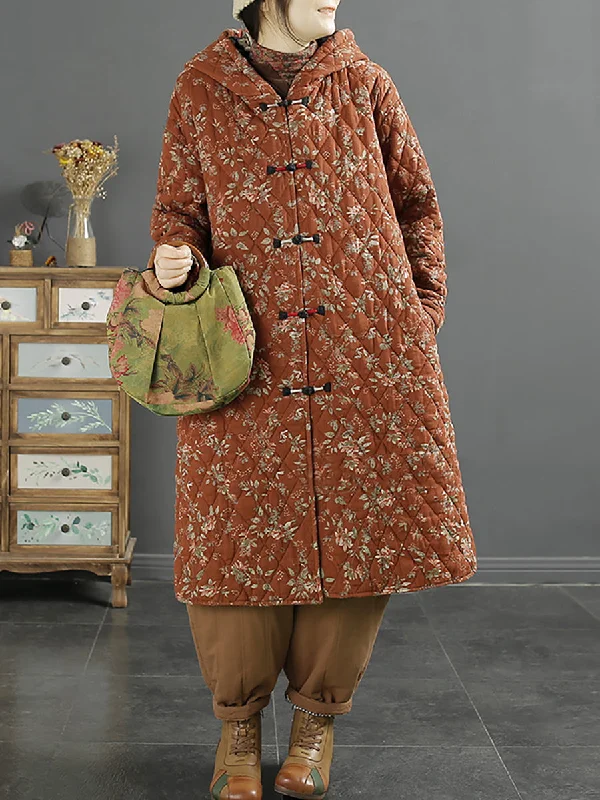 Women's reversible down coats with two - tone designs for versatile stylingWomen Ethnic Winter Floral Hooded Long Padded Coat Women's reversible down coats with two - tone designs for versatile stylingWomen Ethnic Winter Floral Hooded Long Padded Coat