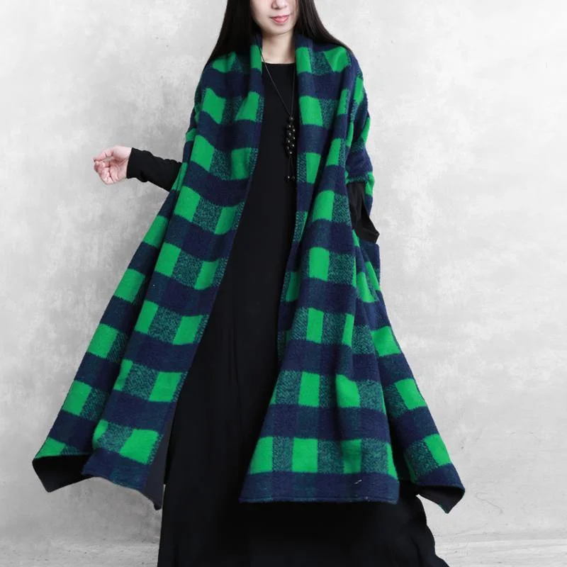 Oversized women's wool coats in a monochromatic look for a trendy outfitwomen green plaid wool overcoat casual Coats Batwing Sleeve patchwork Oversized women's wool coats in a monochromatic look for a trendy outfitwomen green plaid wool overcoat casual Coats Batwing Sleeve patchwork