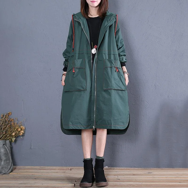 Belted women's cashmere coats in soft pastels for a luxurious feelwomen green side open Coats oversized maxi coat fall hooded