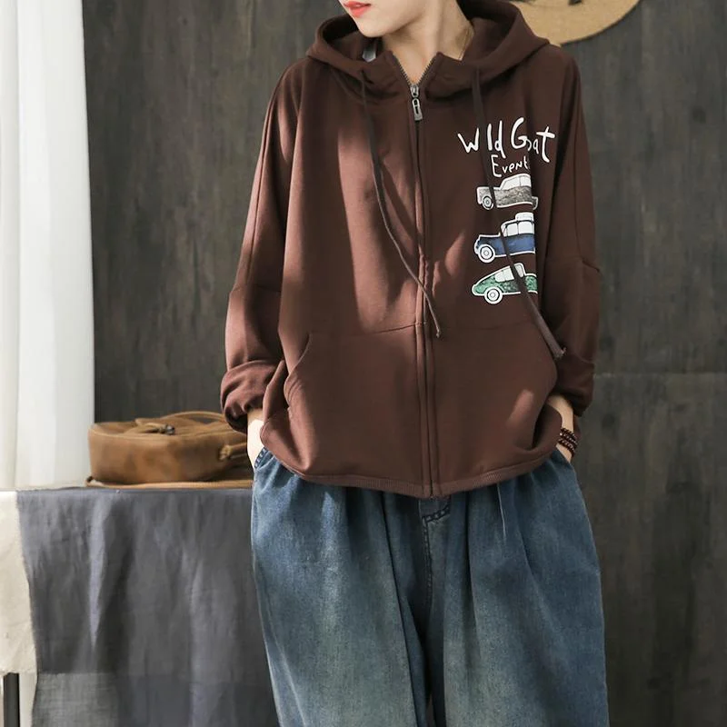 Women's cropped leather coats with silver studs for an edgy lookWomen hooded cotton blouses for women Sewing brown coat fall