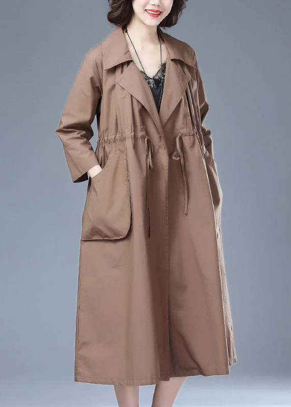 Petite women's wool blend coats with a tailored fit for a flattering silhouetteWomen Khaki Pockets Drawstring Patchwork Cotton Long Trench Coat Bracelet Sleeve Petite women's wool blend coats with a tailored fit for a flattering silhouetteWomen Khaki Pockets Drawstring Patchwork Cotton Long Trench Coat Bracelet Sleeve