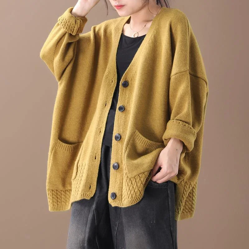 Shearling - lined women's leather coats for ultimate warmth and luxuryWomen Loose Knit V-neck Cotton Cardigan Coat Shearling - lined women's leather coats for ultimate warmth and luxuryWomen Loose Knit V-neck Cotton Cardigan Coat