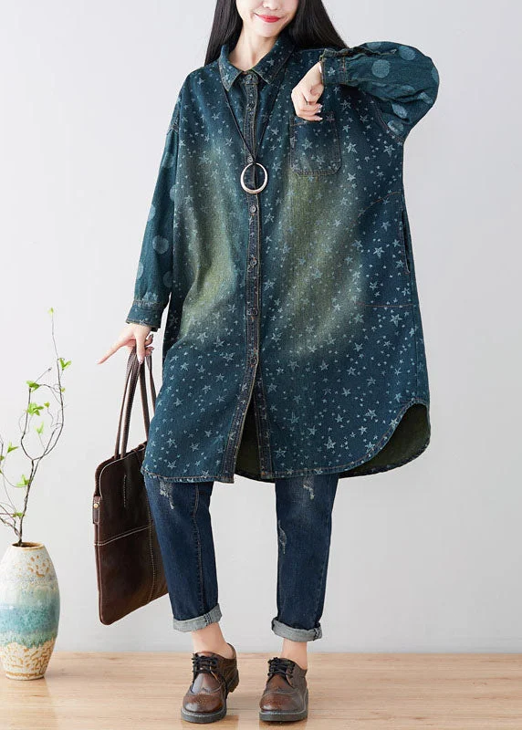 Hooded women's puffer coats in neon colors for high - visibility sportsWomen Navy Peter Pan Collar Oversized Print Cotton Trench Coats Spring Hooded women's puffer coats in neon colors for high - visibility sportsWomen Navy Peter Pan Collar Oversized Print Cotton Trench Coats Spring