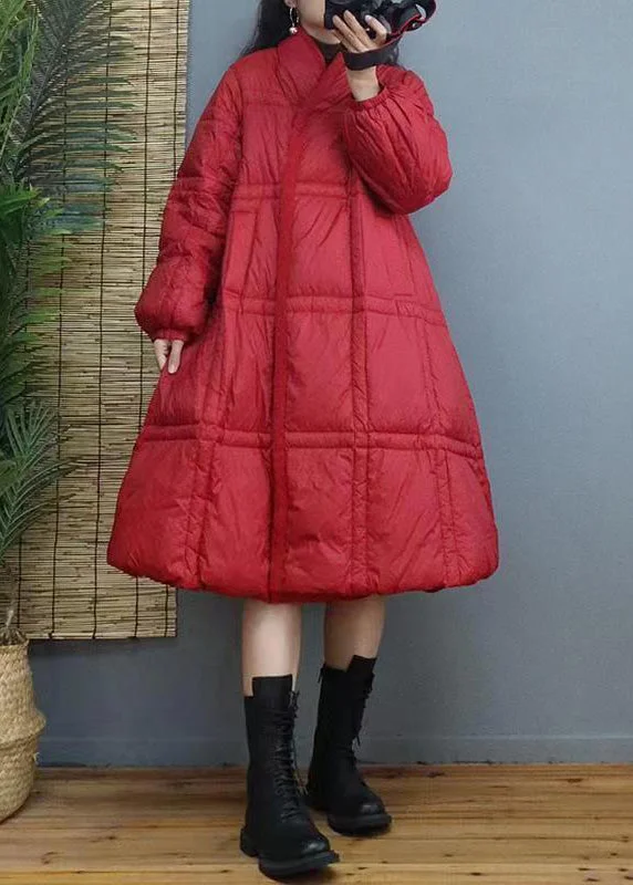 Petite women's wool blend coats with a tailored fit for a flattering silhouetteWomen Red Button Patchwork Duck Down Long Coat Winter Petite women's wool blend coats with a tailored fit for a flattering silhouetteWomen Red Button Patchwork Duck Down Long Coat Winter