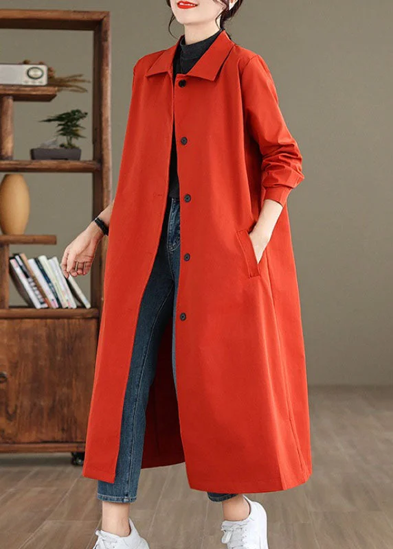 Oversized women's wool coats in a monochromatic look for a trendy outfitWomen Red Peter Pan Collar Pockets Long Trench Coat Long Sleeve Oversized women's wool coats in a monochromatic look for a trendy outfitWomen Red Peter Pan Collar Pockets Long Trench Coat Long Sleeve