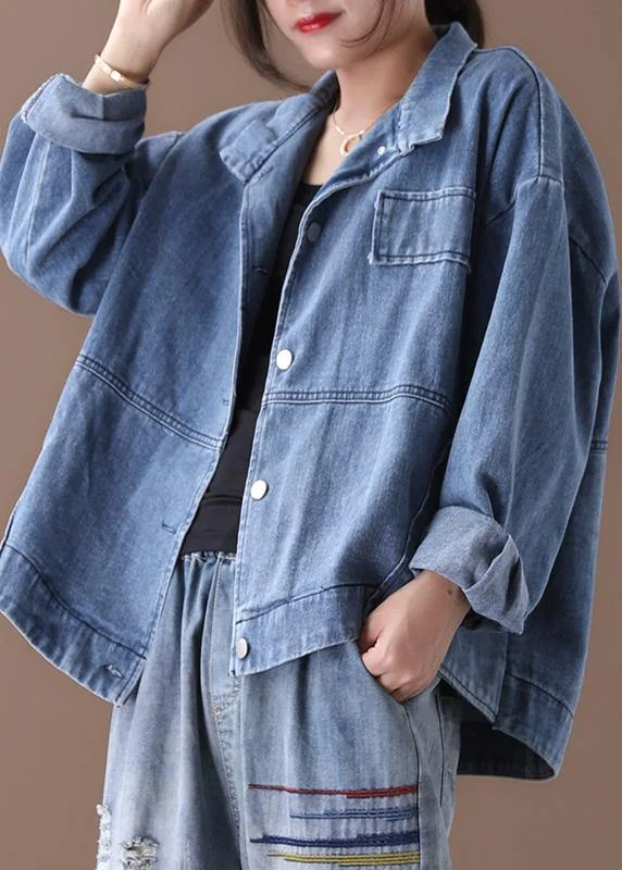 Long women's mac coats in a lightweight fabric for spring showersWomen stand collar fine casual coats denim blue coats Long women's mac coats in a lightweight fabric for spring showersWomen stand collar fine casual coats denim blue coats