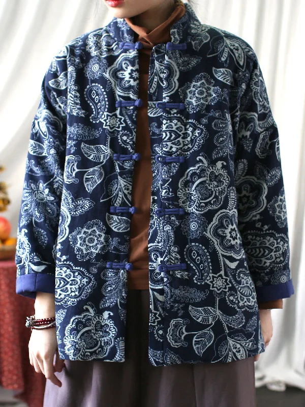 Plus size women's wool blend coats for a warm and stylish winterWomen Vintage Ethnic Flower Winter Warm Padded Coat Plus size women's wool blend coats for a warm and stylish winterWomen Vintage Ethnic Flower Winter Warm Padded Coat