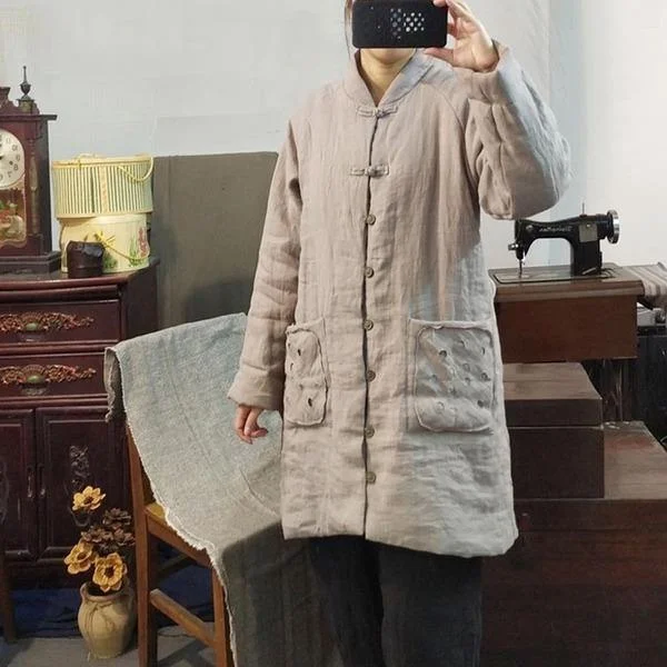Oversized women's wool coats in a monochromatic look for a trendy outfitWomen Vintage Linen Parkas Stand Long Sleeve Winter Coats Oversized women's wool coats in a monochromatic look for a trendy outfitWomen Vintage Linen Parkas Stand Long Sleeve Winter Coats